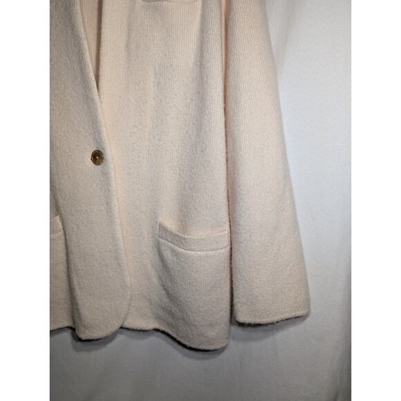 J Crew Womens Cocoon Sweater Cardigan Sz L Ivory Alpaca Wool Blend Pockets cozy - Picture 2 of 7